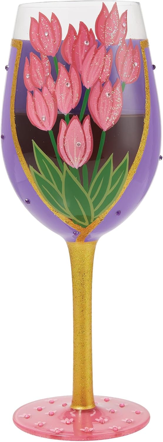 Enesco Lolita Designs Happy Mother's Day Wrapped Up Hand-Painted Artisan Wine Glass, 15 Ounce, Multicolor - Image 2