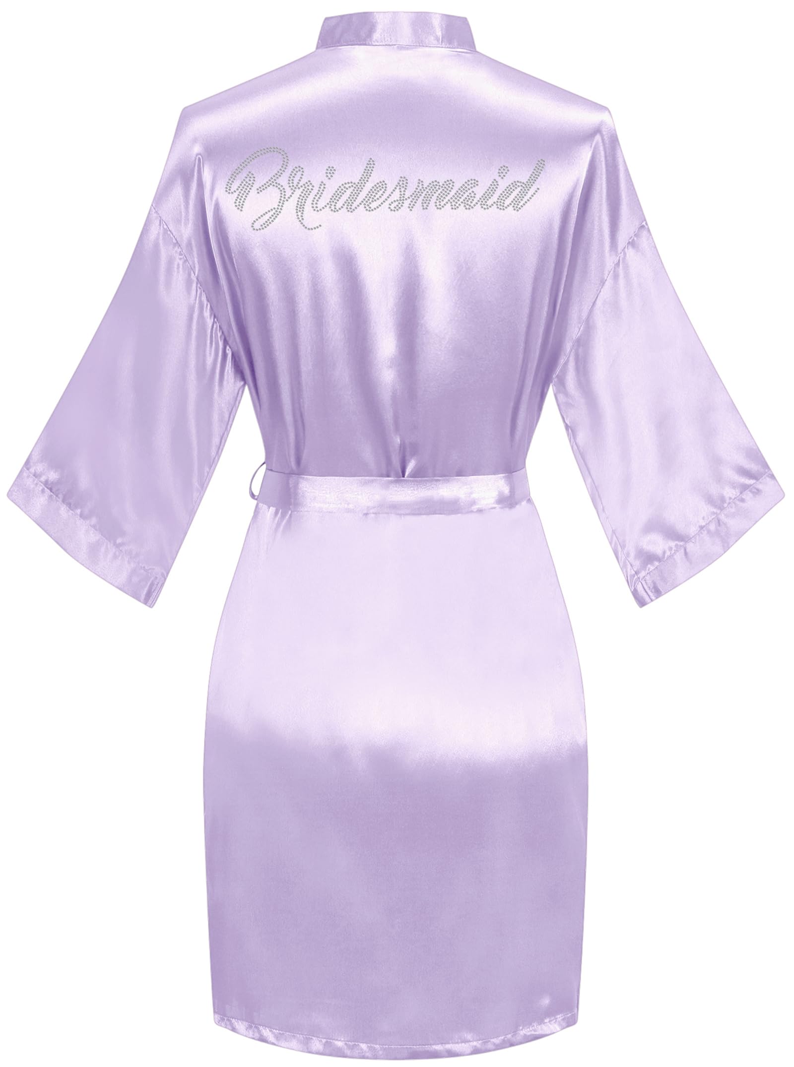 goodmansam Women's Silky Robes One Size Silver Rhinestones Bride Bridesmaid Sleepwear for Wedding Party Getting Ready