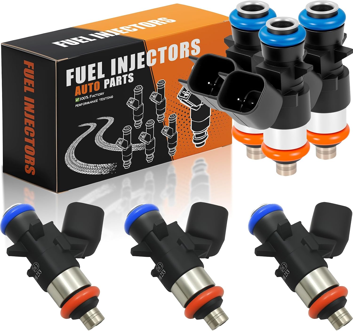 0280158233 Upgraded 3.6L v6 Fuel Injectors Fit for:-DODGE Avenger 2011-2014, Grand Caravan 2011-2020; Fit for:-JEEP Grand Cherokee 2011-2012, Wrangler 2012-2017#OE:FJ1147, 05184085AC, 4G2269