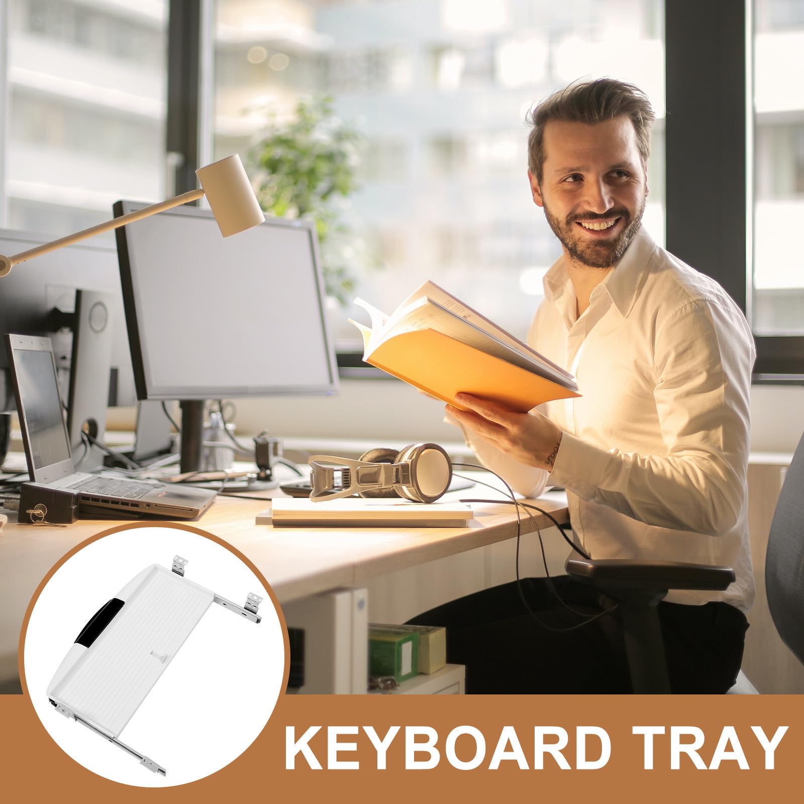 Ausziehbare Tastaturablage aus Abs und Eisen und Dual Schicht Design mit Vollauszugsschienen für Ergonomischen Komfort im Büro