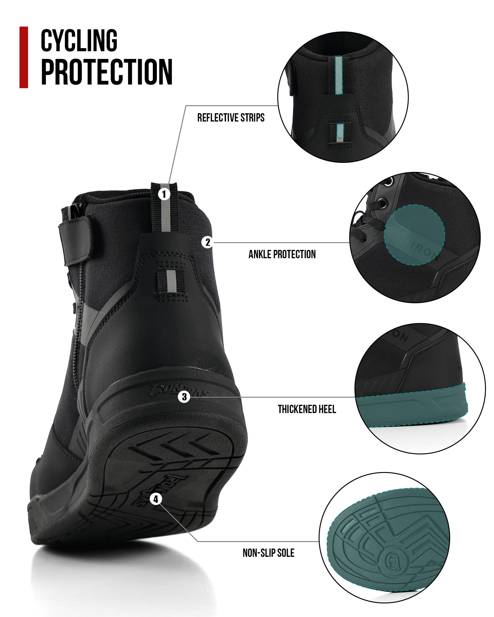 IRON JIA'S Scarpe Moto Uomo Stivali Moto Adatti a Tutte Le Stagioni, Impermeabili Antiscivolo Traspiranti alla Moda e Comodi Nero
