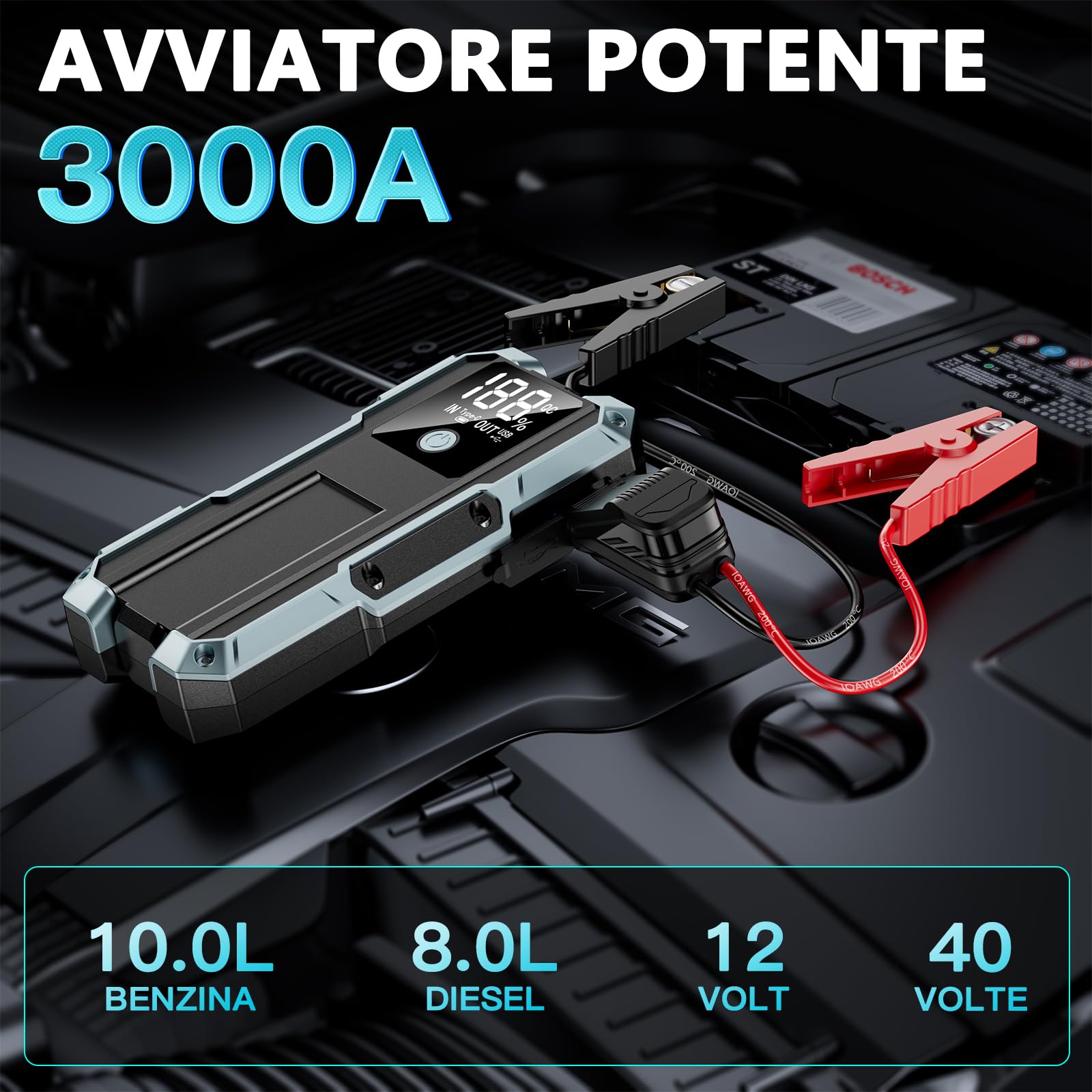 Car Jump Starter 3000A 26800mAh - Dettaglio