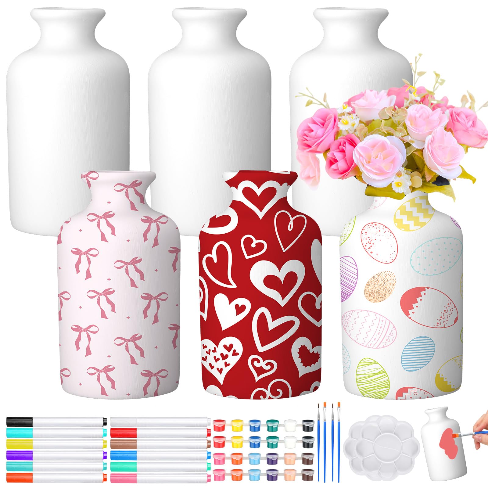 小型赤白模様花瓶 Amazon.co.jp: Singhoow 6セット セラミックス ペイント花瓶 DIY 自分