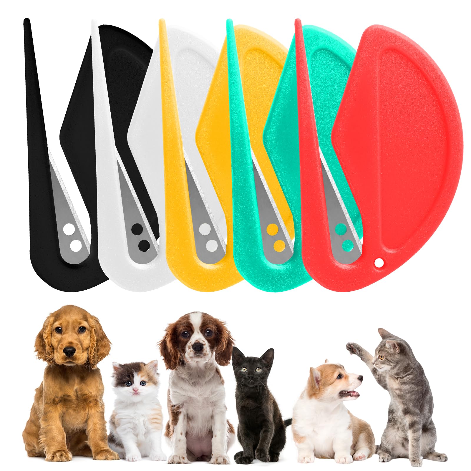 Trukafie Juego de 5 Piezas Cortador de Nudos Pelo Gato,Peine para Gatos,Cortanudos Gato para Gatos y Perros,Peine Gatos para Quitar Nudos de Pelo para Mascotas