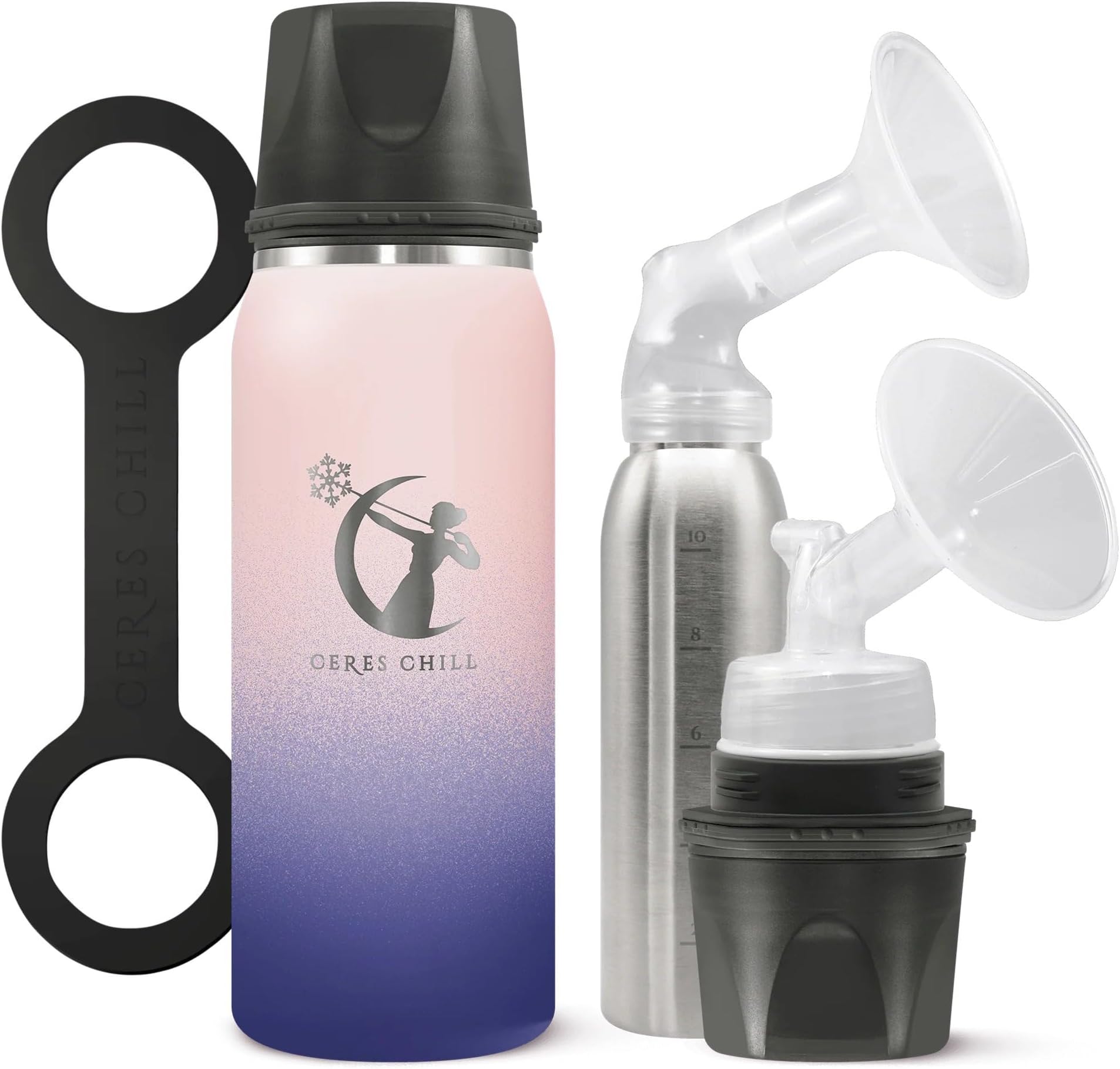 Breastmilk Chiller Reusable Storage Container | Cooler - Keeps Milk at Safe temperatures for 20+ Hours | Bottle Connects w/Most Major Pumps (1 Chiller, Mombré)