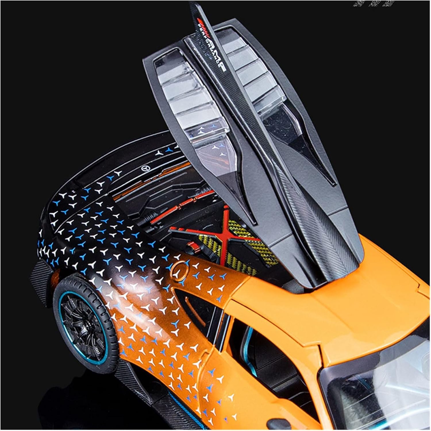 1:24 for M-B-ONE Sports Car Diecast Metal Alloy Model Sound Light Pull Back Collection Toy Gifts(Orange,with Box)