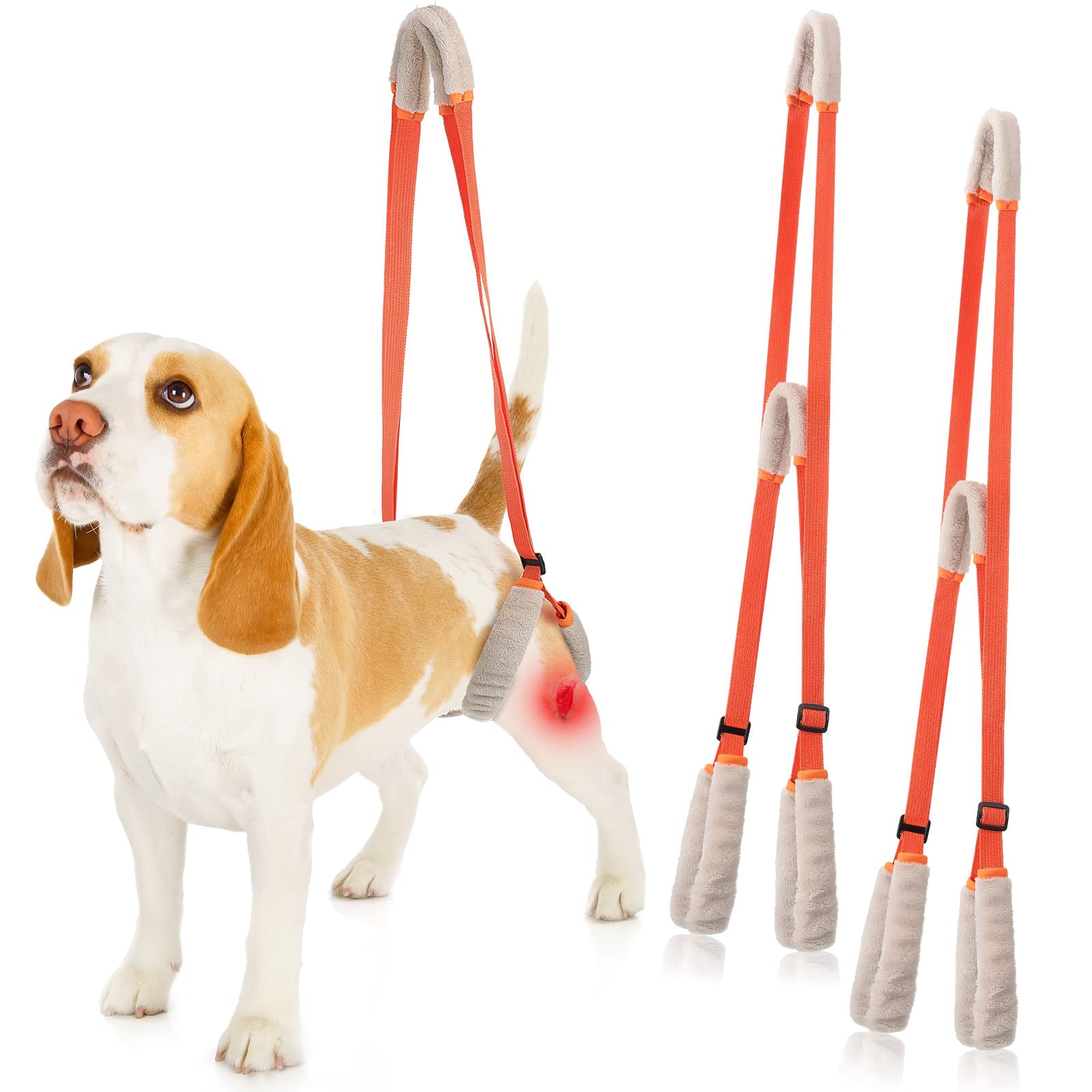 SYOSI 2 Pcs Dog Support Harness for Back Legs, Dog Rear Lifting Sling Aid with Handle and Shoulder Strap, Portable Lifting Sling Support Strap Help Dogs with Poor Stability (Orange)