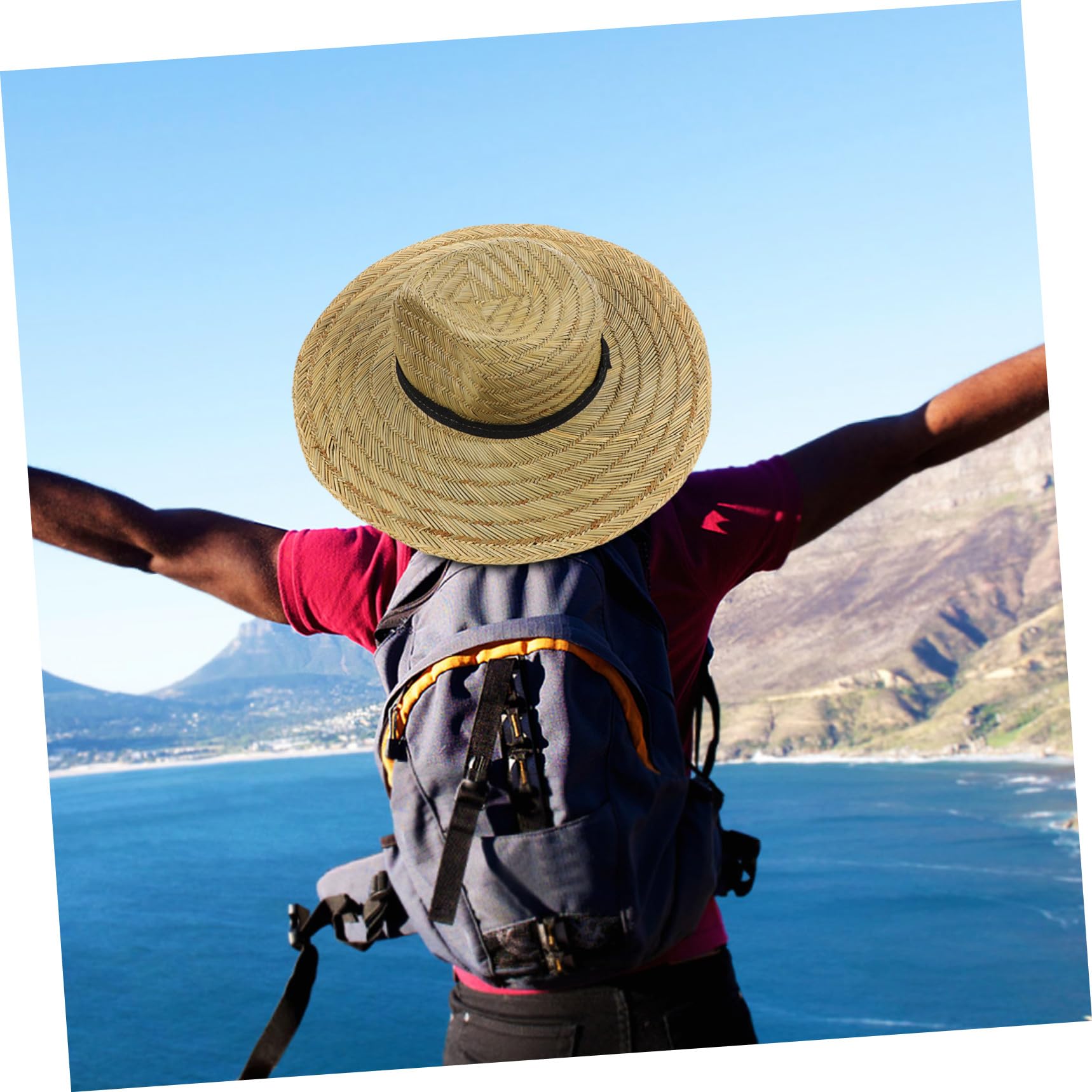 Cappello da Spiaggia Estivo da Uomo in Paglia a Larga Protezione UV, Cappello Parasole Casual Leggero e Traspirante, per Vacanze, Escursioni e attività all’Aperto