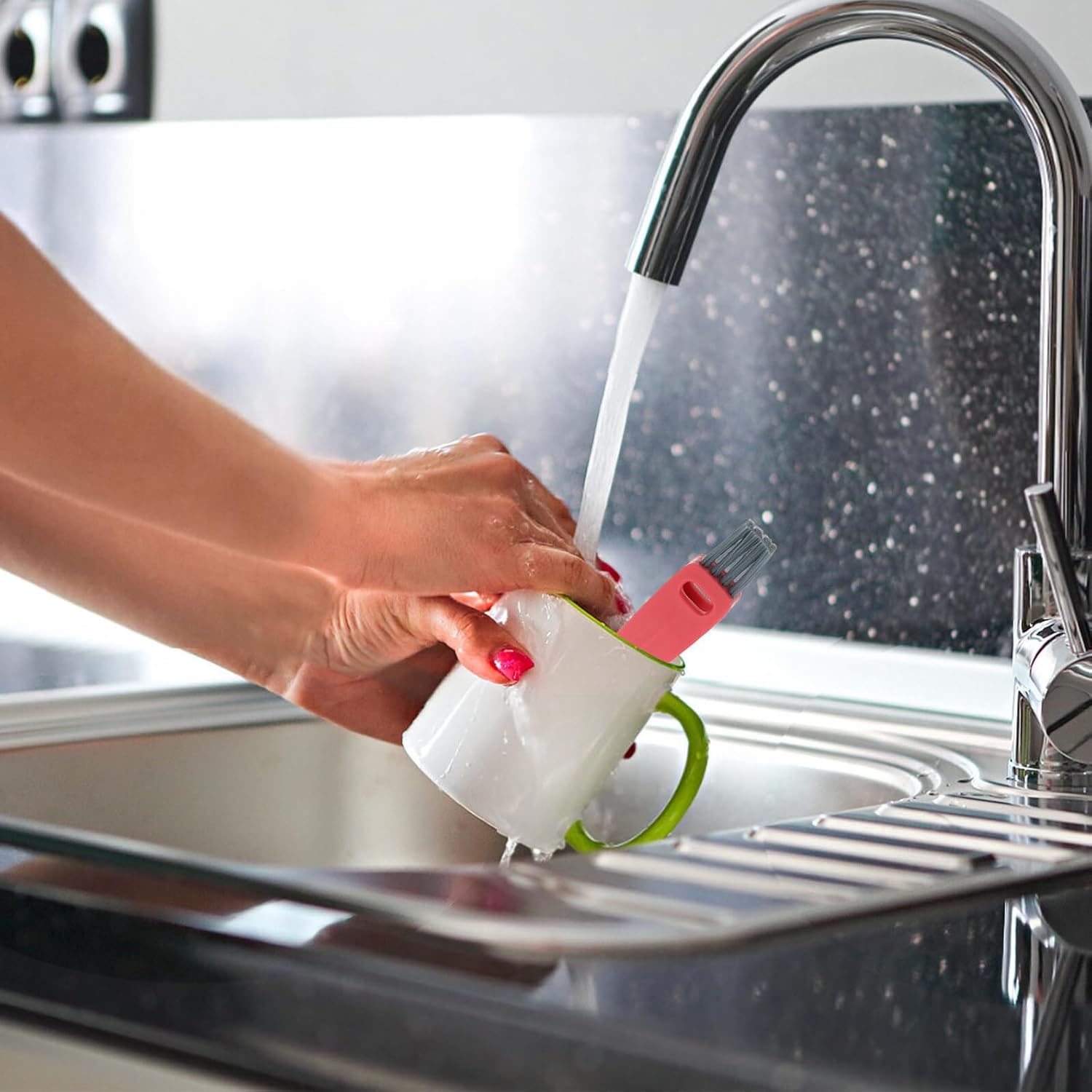 Multifunctional Cup Lid Gap Cleaning Brush Set 5pcs Small Flower Cup Brushes with Crevice Cleaner for Water Bottles Portable Kitchen Cleaning Tools for Home Use