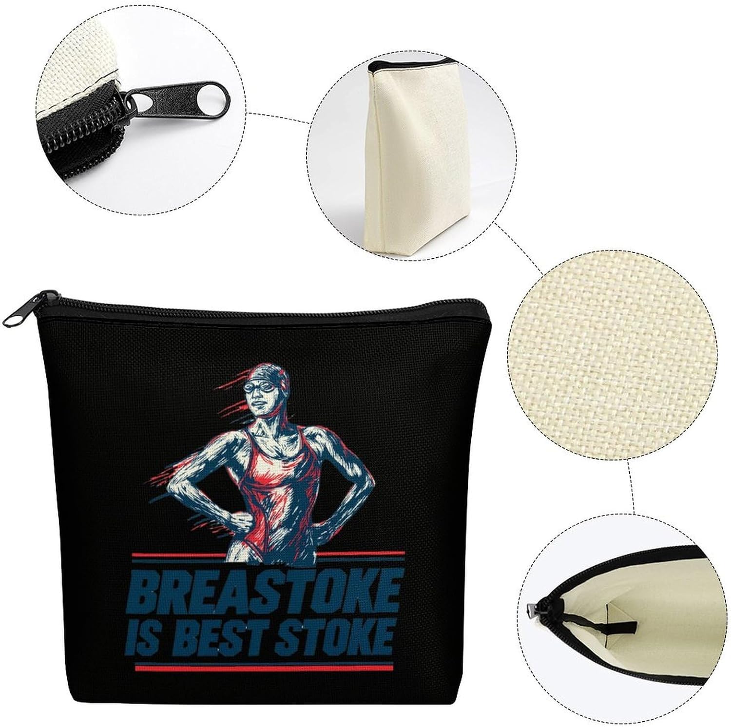 Funny Swimming Breaststroke Makeup Bag Purse Compact Cosmetics Pouch image 3