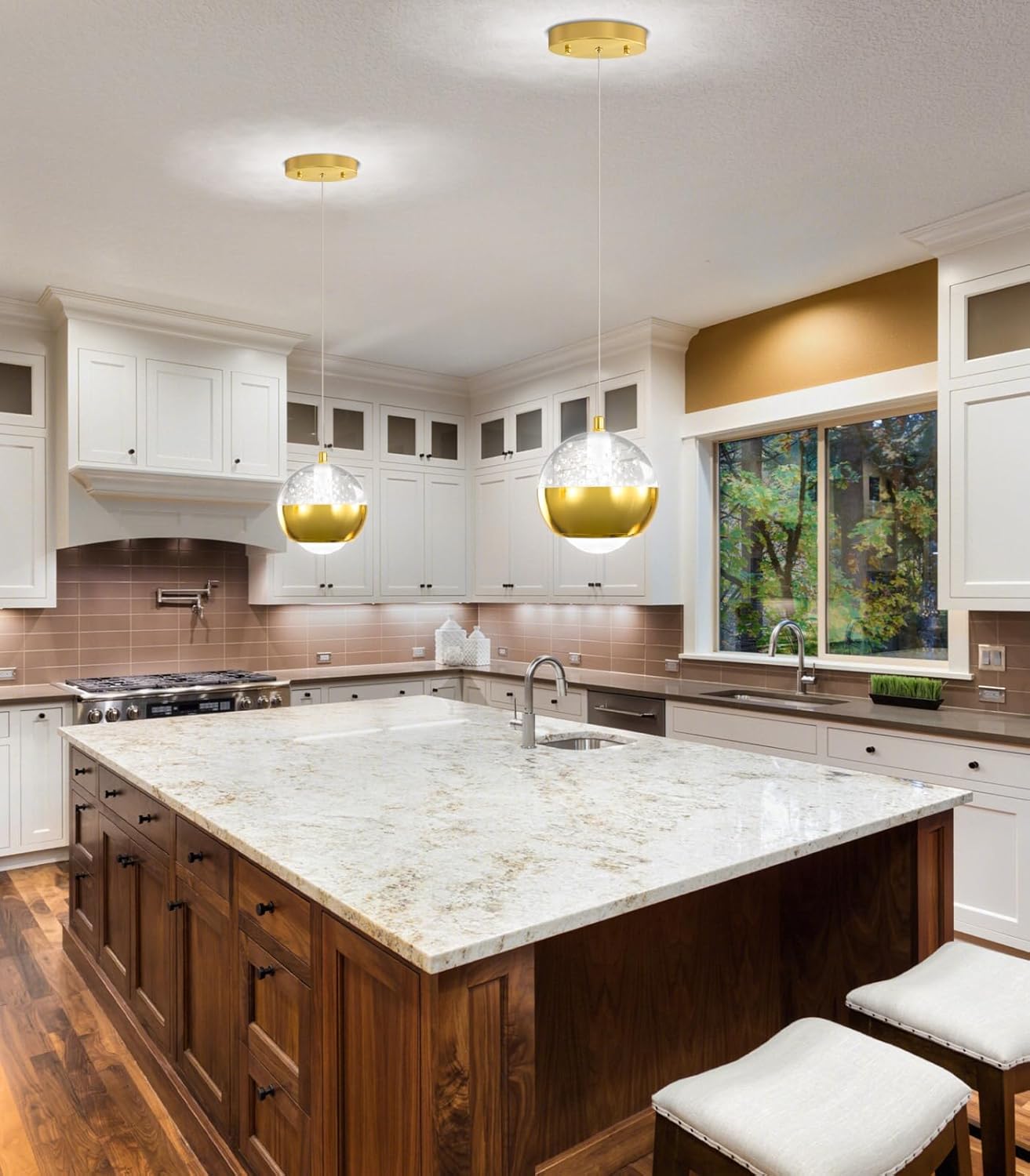 Modern Pendant Light 1 Light Dimmable LED Crystal Chandelier for Kitchen Island Gold Mini Globe Chandelier for Dining Room Bedroom