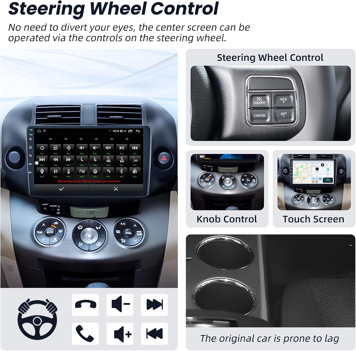 5G WiFi Car Radio for Toyota RAV4 2007-2012: 10.1 Inch Touch Screen Android Car Stereo with Wireless Carplay&Android Auto GPS Navigation Bluetooth FM RDS Audio Backup Camera SWC