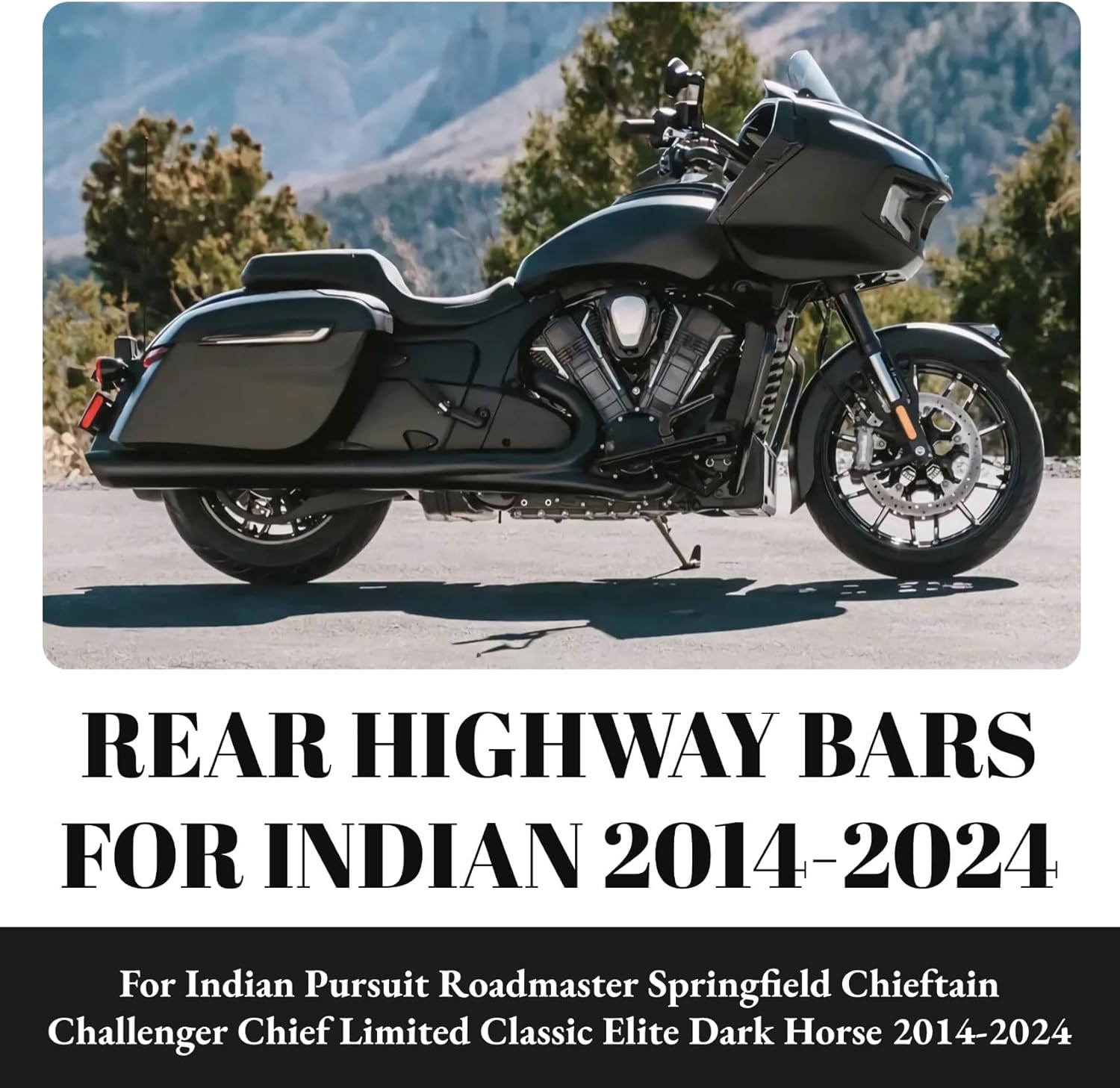 Rear Highway Bars for Indian Saddlebag Crash Bars Engine Guards for Indian Pursuit Roadmaster Springfield Chieftain Challenger Chief Limited Classic Elite Dark Horse 2014-2024