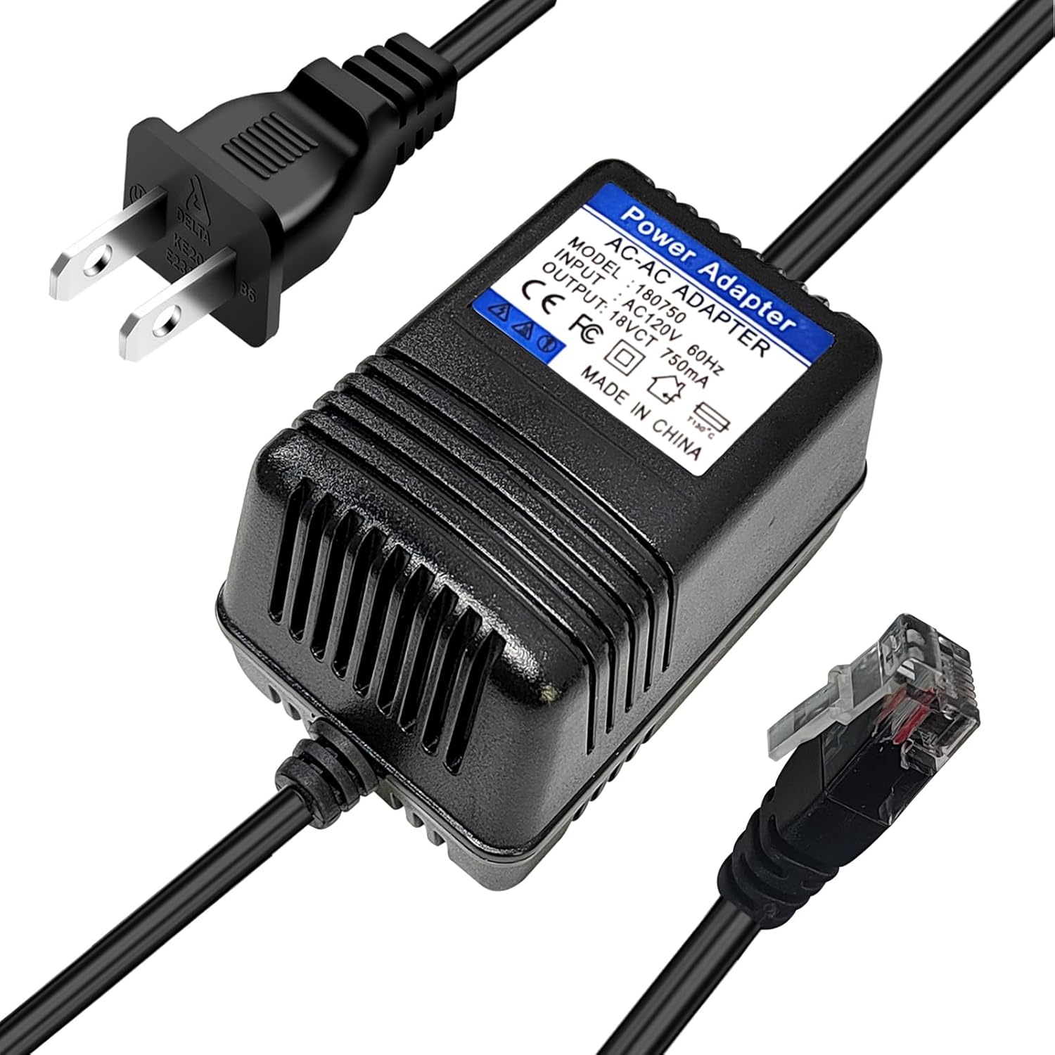 18V AC Adapter with Phone Plug Connector, Replacement Power Supply Adapter RS-1 for Rane Products with Phone Jack Connector Red RJ12 (FX-RS1)