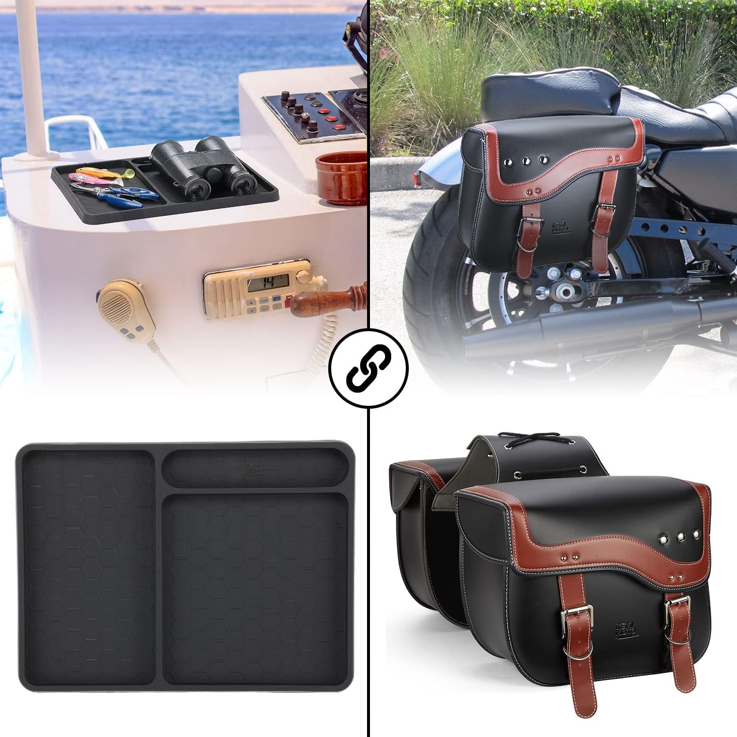 KEMIMOTO Motorcycle Saddlebags, Side Saddle Bags Leather PU