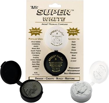 Aves Apoxie Sculpt Super White - 2 Part Modeling Compound A & B - 1/4 Pound, Apoxie Sculpt for Sculpting, Modeling, Filling, Repairing, Easy to Use Self Hardening Modeling Compound