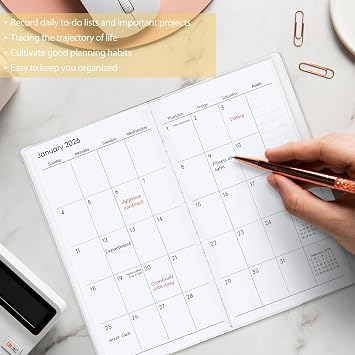 Pocket Calendar 2026-2027, Monthly Purse Planner (6.7 x 3.7) Runs from January 2026 to December 2027, Solid Black Pocket Calendar with PVC Cover for Planning, Organizing, and Office Use