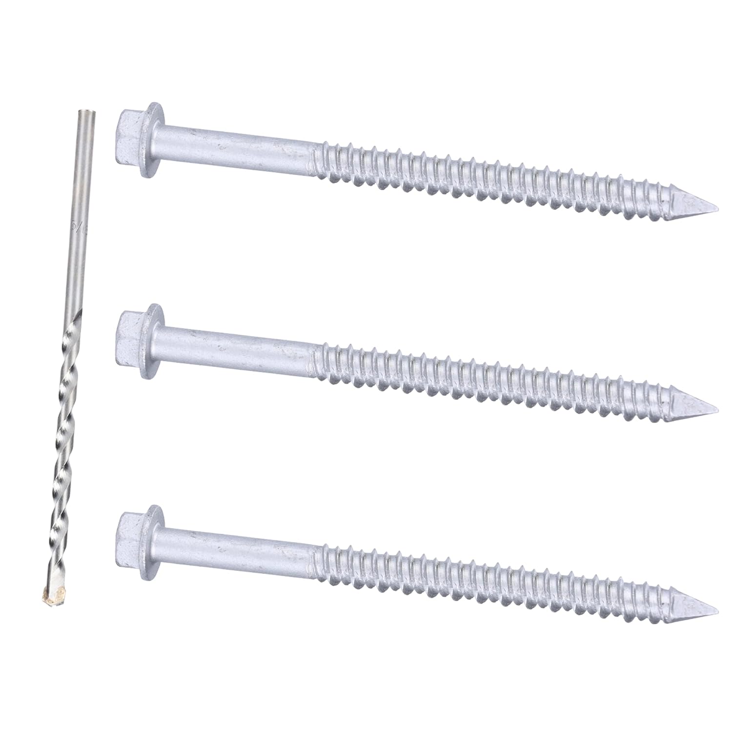 1/4 x 2-3/4" 410 Stainless Steel Hex Head Tapcon Concrete Screw Anchor, for Anchoring to Masonry, Block or Brick (100Pcs)