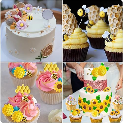 Miniatura 6 de Mujiang Molde de silicona de girasol, moldes para fondant de abejas, abejas, molde de caramelo de abejorro para decoración de pasteles, decoración