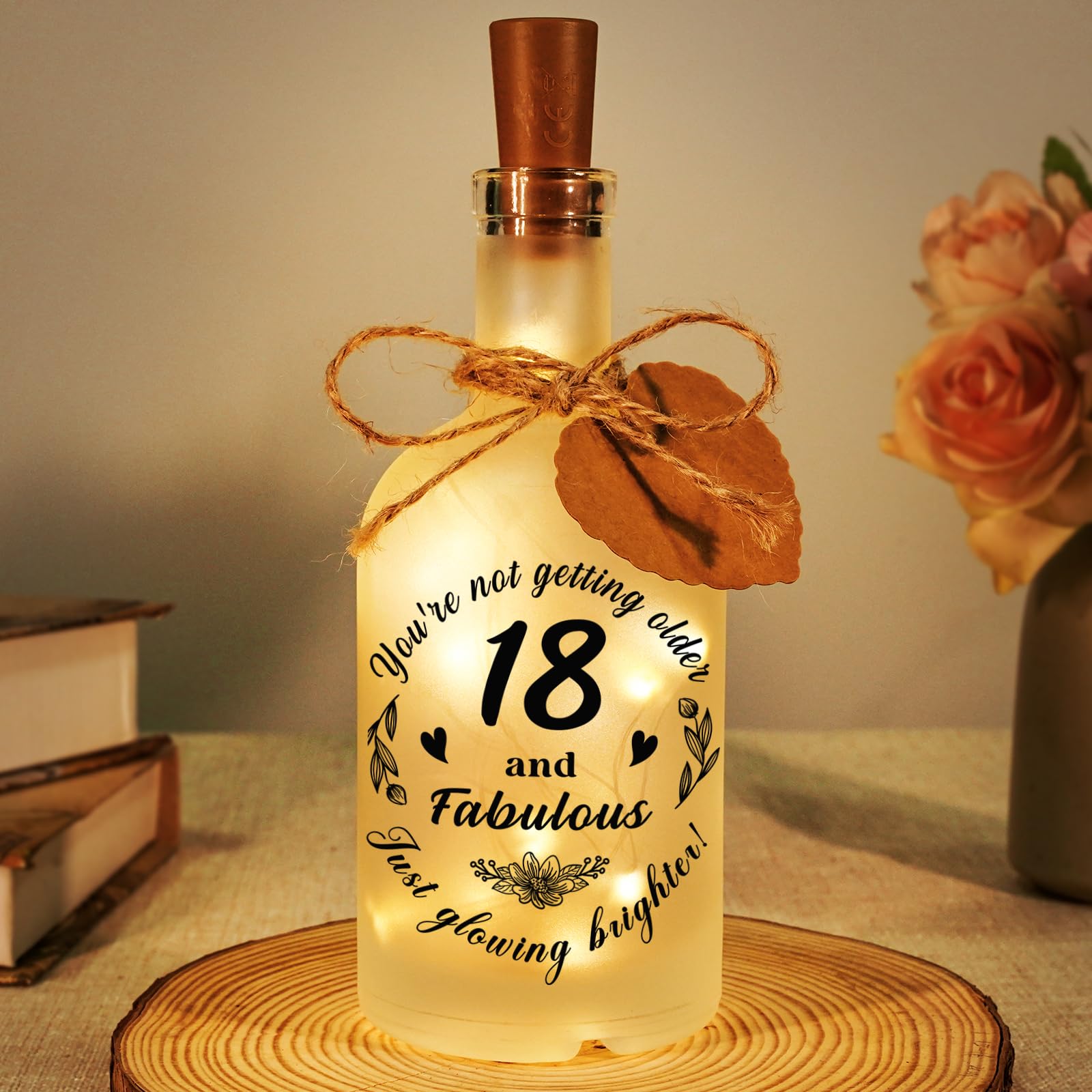 Sayregifty 18th Birthday Gifts for Girls Boys, LED Bottle Decorative Light for Friends Sister, 18th Birthday Gifts for Daughter Son, 18 Years Old Gift for Her