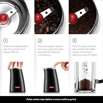 Bodum C-Mill Electric Blade Coffee and Spice Grinder, Stainless Steel Blade, Black
