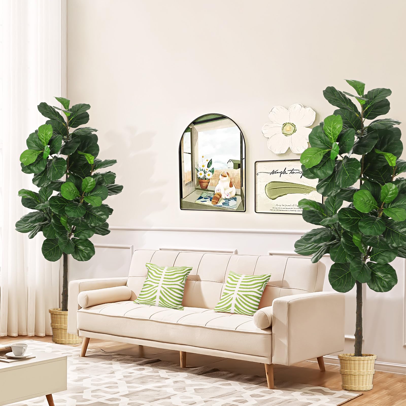 Albero Di Fico Artificiale 1,8m Con Foglie Di Violino - Ficus Lyrata Finto Per Interni - Pianta Decorativa Da Vaso - 4