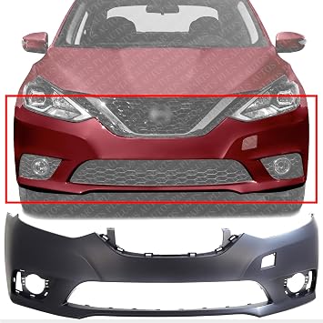 AUTOS PARTS PLUS Front Bumper Cover Primed Direct Replacement Compatible With 2016-2019 Nissan Sentra NI1000313 620223YU1J