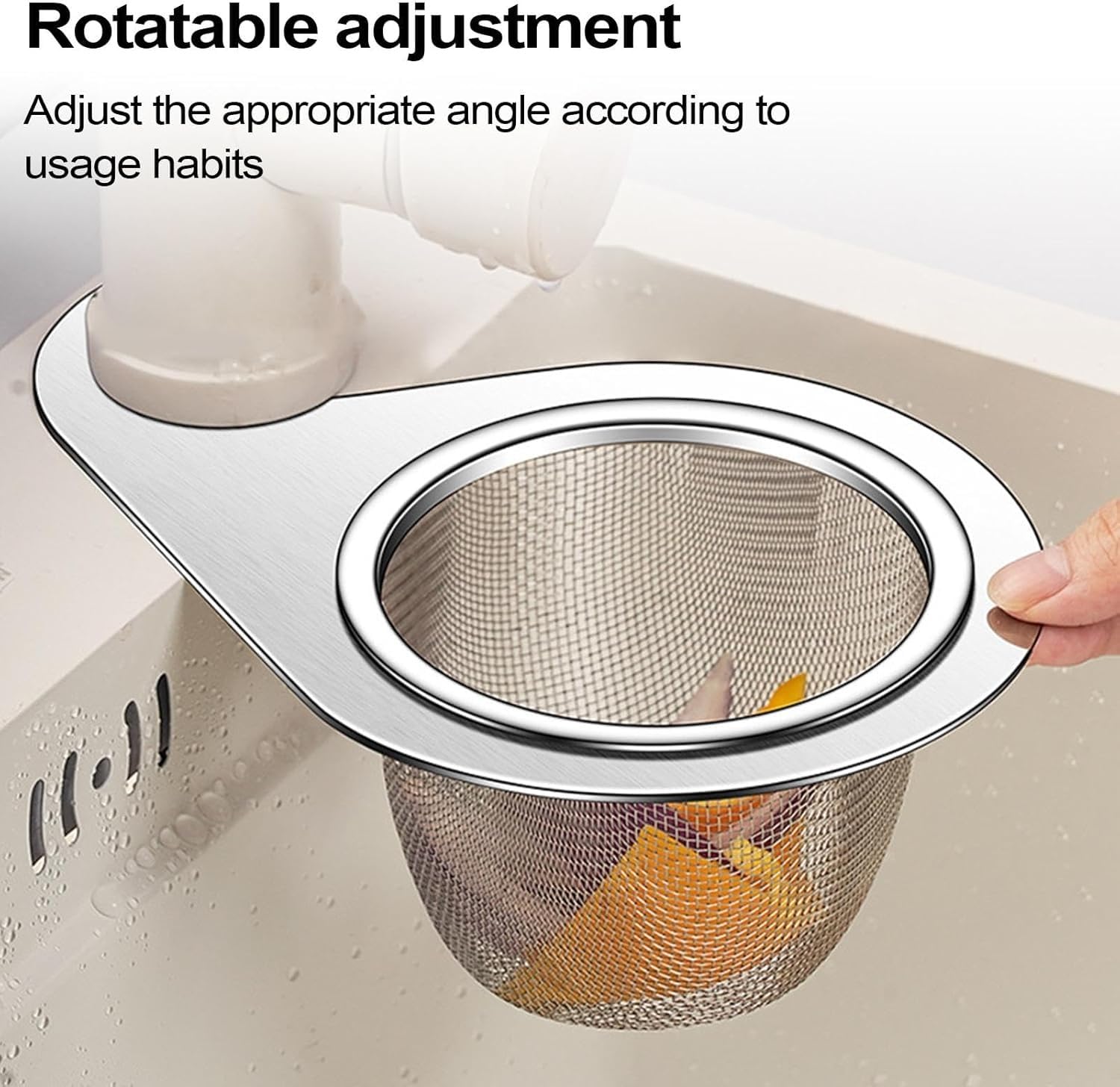 MosQuick® Stainless Steel Kitchen Sink Drain Basket, Big Round Strainer, Food Waste Peel Collector, Filter Jali for Wash Basin, Rust Free Drainer, NALI Cover Mesh, Hair Catcher Chalni (Silver) — Amazon image 5