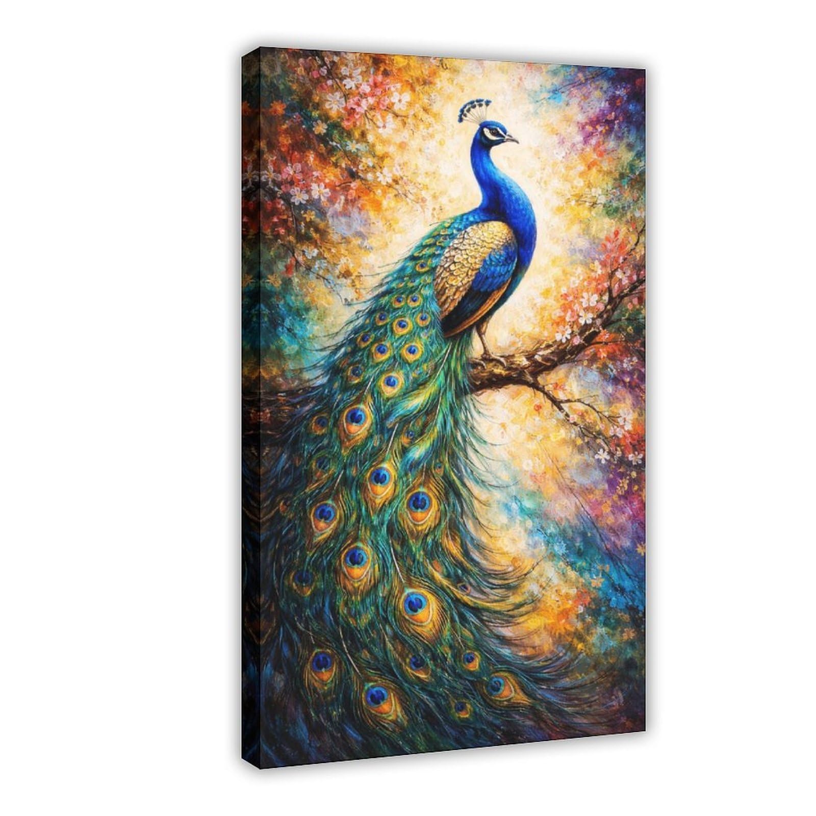 Qnvjqkdsi Frame Peacock Art (1) Canvas Poster Bedroom Decor Landscape Office Room Decor Gift 24" L X 36" W