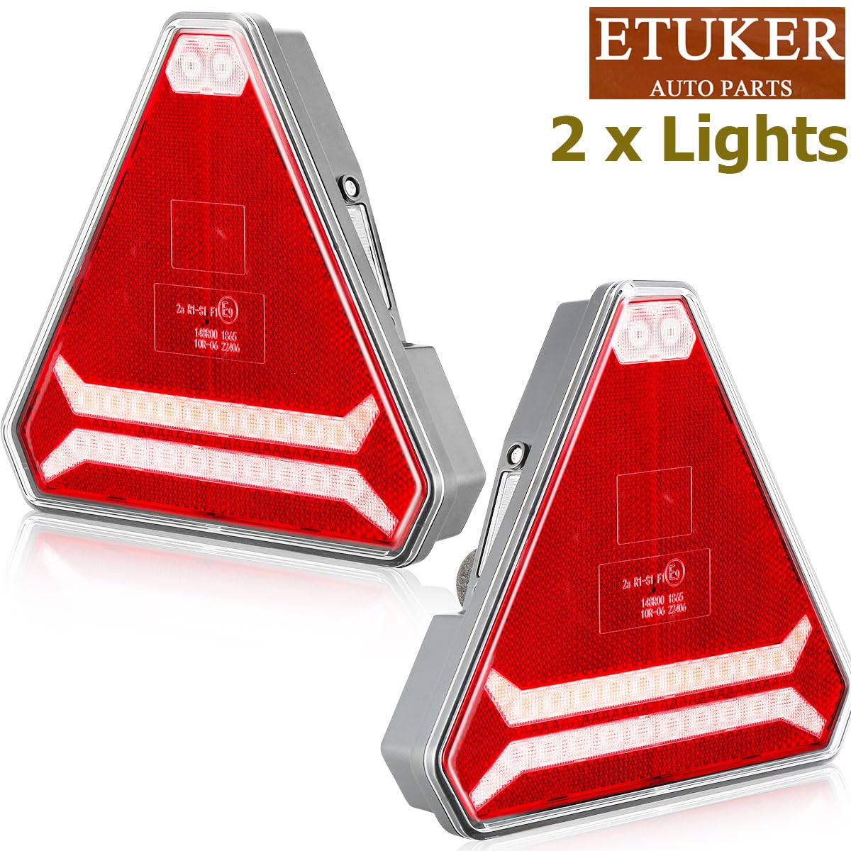 2x Anhänger Rückleuchten Led 6Funktion 12v24v Wasserdicht ECE R10 EMC LED Nebelschlussleuchten Rot für PKW Traktor Landwirtschaftliches KFZ Caravan Reflektor Rotes Dreieck