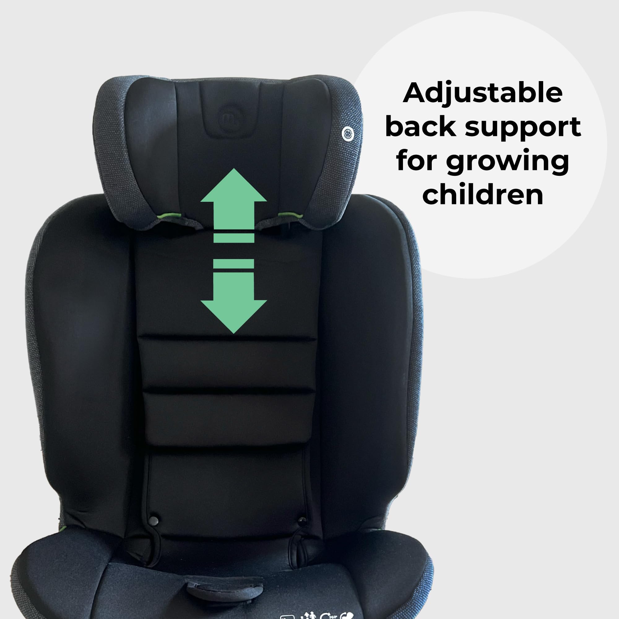 My Babiie MBCS200 360° Spin R129 Baby Car Seat – Top Tether, ISOFIX, Birth to 12yrs (40-150cm), i-Size, ERF, Group 0+/1/2/3, Rotating 360 Swivel - Black — view 6