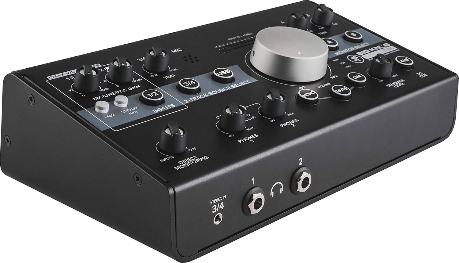 Mackie Big Knob Studio 3x2 Studio Monitor Controller/Interface Bundle with XLR-to-1/4" Cable and Austin Bazaar Polishing Cloth