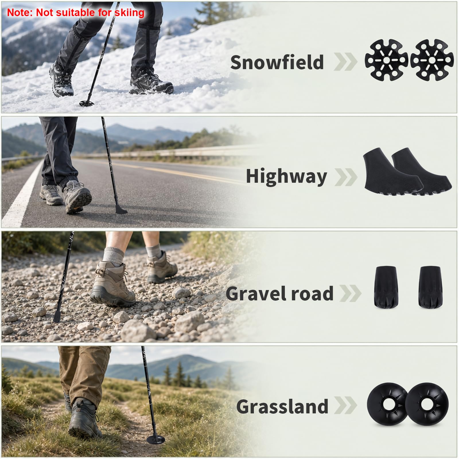 VINATO Bâtons de Randonnée Télescopiques, 2 Paire, Bâtons de Marche Nordic Léger en Alliage, avec Sac de Transport & Accessoires, pour Trekking, Randonnée, Noir