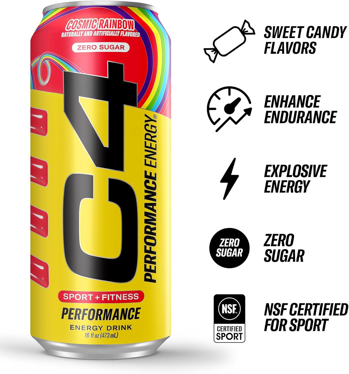 Cellucor C4 Performance Energy Drink | Cosmic Rainbow | Zero Sugar Carbonated Preworkout Energy | 200mg Caffeine with Beta Alanine | 16 Fl Oz (12 Pack), Packaging May Vary - Image 3