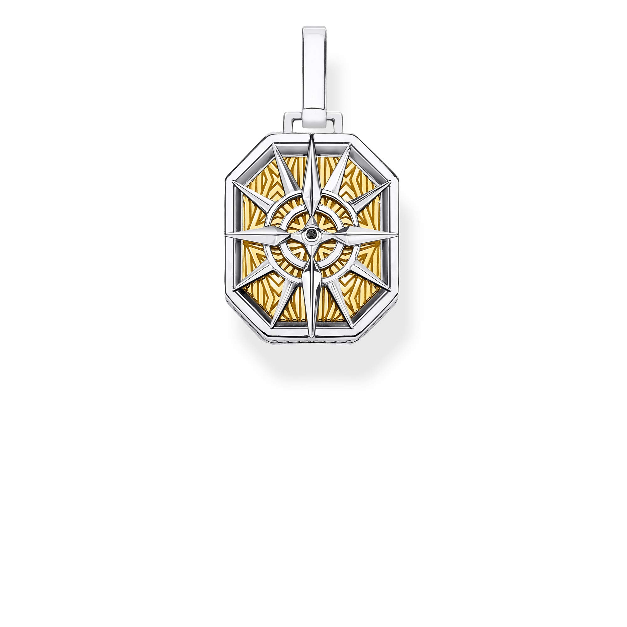 Thomas Sabo pendentif boussole or Argent Sterling 925, Noirci, Doré Or Jaune 18 Carats