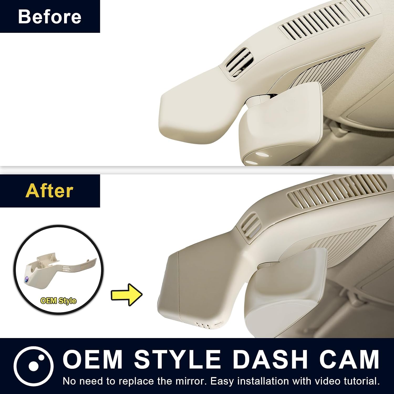 Mangoal Front 4k & Rear 1080p Dash Cam for Mercedes-Benz GLE(W167/C167) 2020-2025 & GLS(X167) 2020-2025(Model C Beige), 4MATIC, OEM Look, Loop Recording, UHD 2160P Video, App & WiFi, 128GB Card, GPS