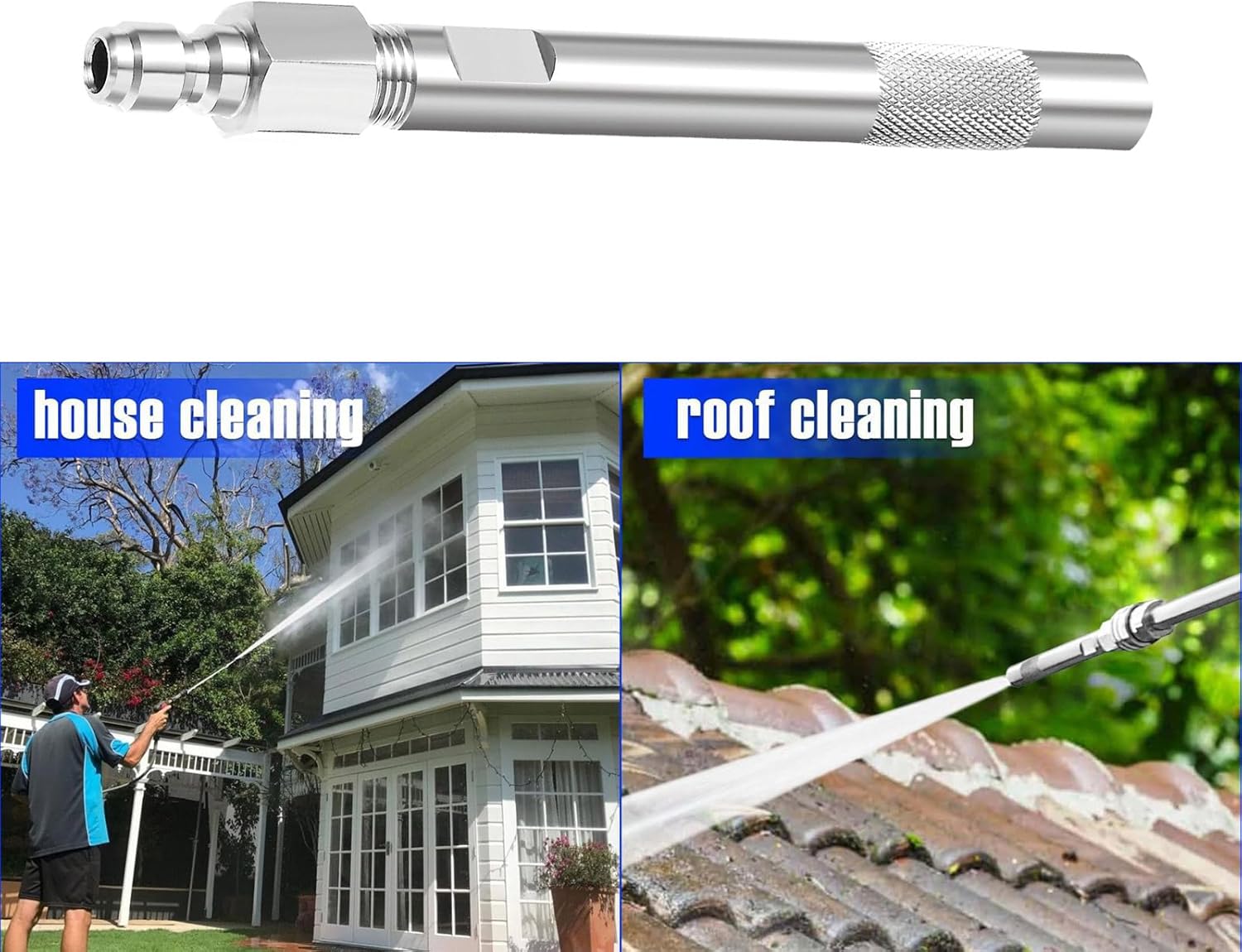 ordinarYone High Pressure Long Ranges Nozzle Pressure Washer Part Stainless Steel Texture Shooters Tip Suitable for Power Washer Use