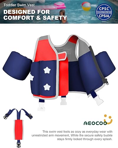 Miniatura 33 de Chaleco flotador para niños de 1-2-3-5-7-9 años, chaleco de natación para niños pequeños de 9-14-23-32 kg, chaleco flotador cómodo de uso prolongado