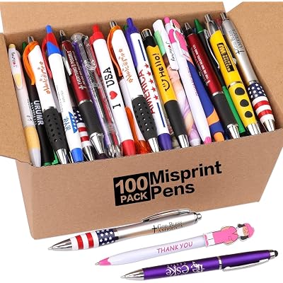 Ballpoint Pens Bulk, Wholesale Lot of 100 Misprint Pens, Blue & Black Ink Smooth Writing No-Smear, Assorted Random Pens for Waitress Servers Teachers Students, Office & School Supplies