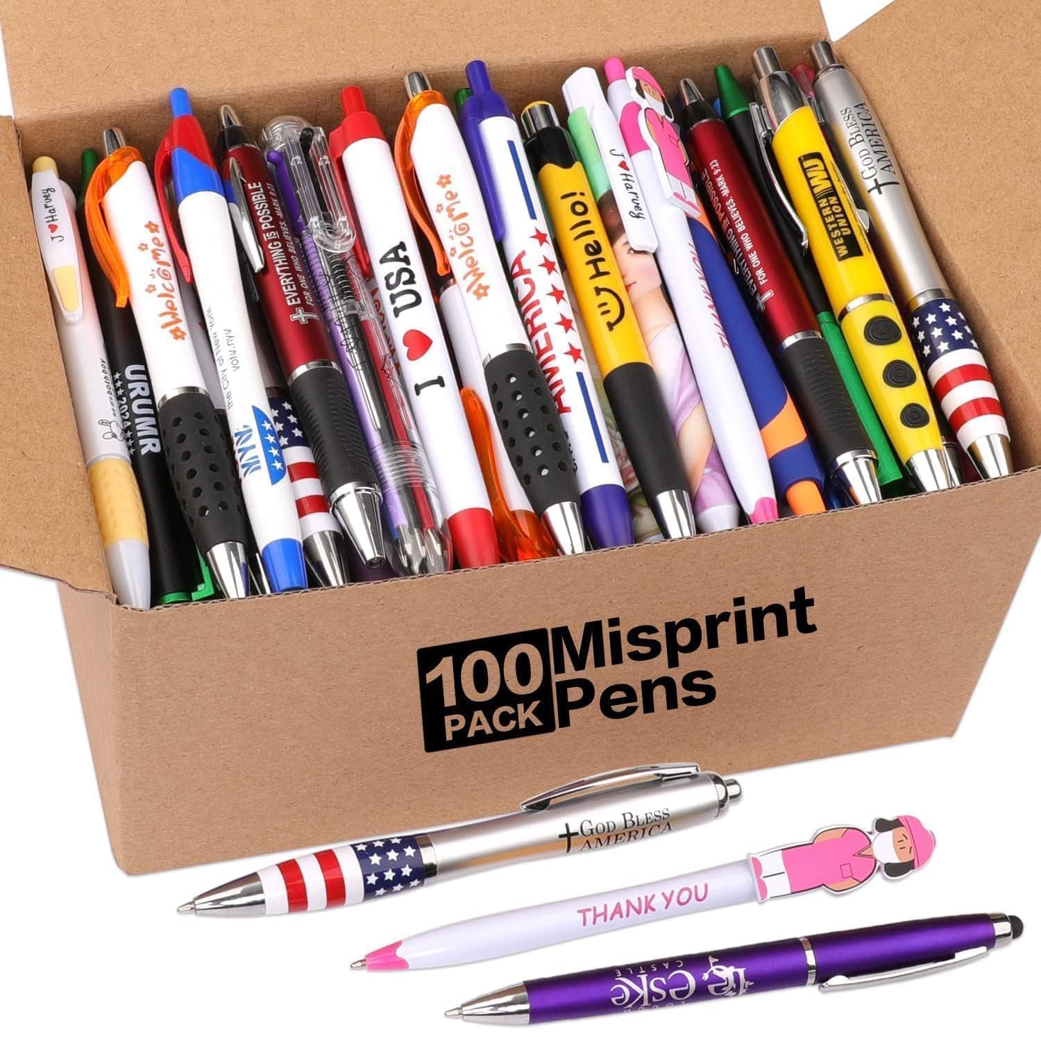 Kugelschreiber, 100 StüCk Fehldruck Kugelschreiber, ZufäLlig Stifte, GroßHandelspackung Von Kulischreiber Set Blau Und Schwarz Tinte, Mit Glattem Schreibfluss– Ideal FüR BüRo, Schule, Kulli, Pens
