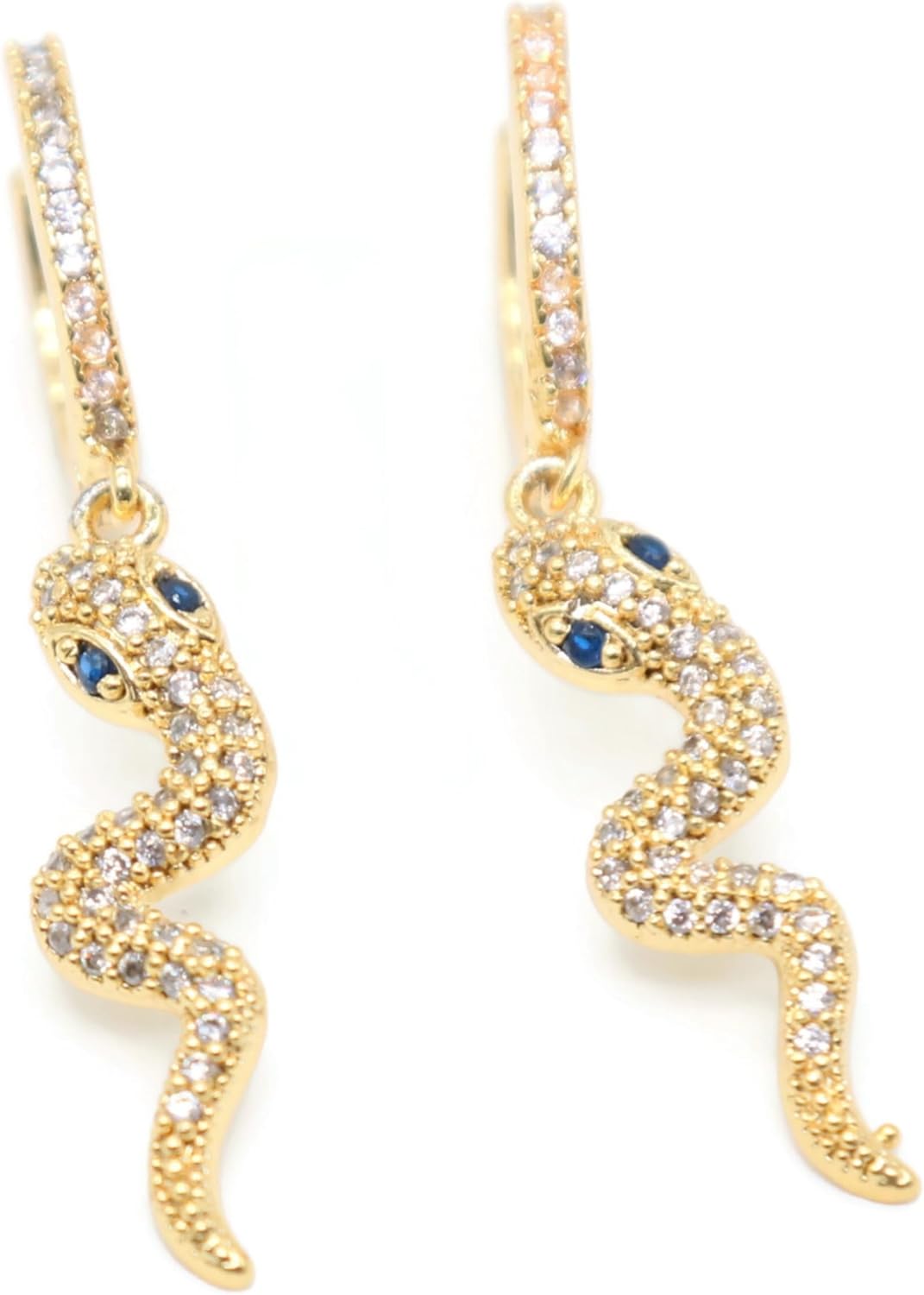 Gold Snake Dangle Huggie Earrings for Women – Cubic Zirconia Serpent Drop Hoop Earrings – Trendy Statement Jewelry Gift.KT0028 - Image 5