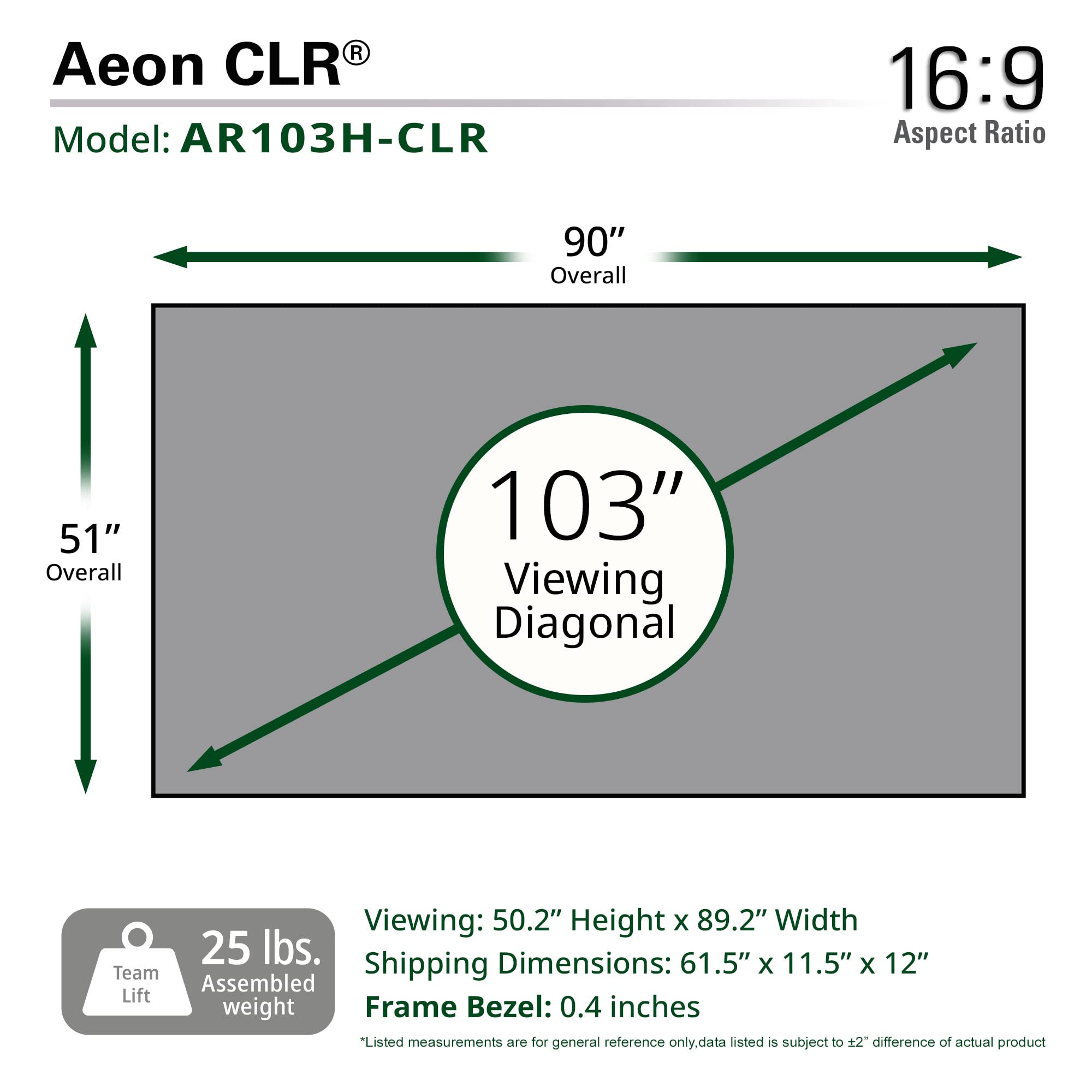Elite Screens 103 inch UST Projector Screen ALR Projector Screen 16:9 4K 95% Ambient Light Rejecting Edge Free Fixed Frame Black Projector Screen Indoor Movie Screen Home Theater, Aeon CLR AR103H-CLR
