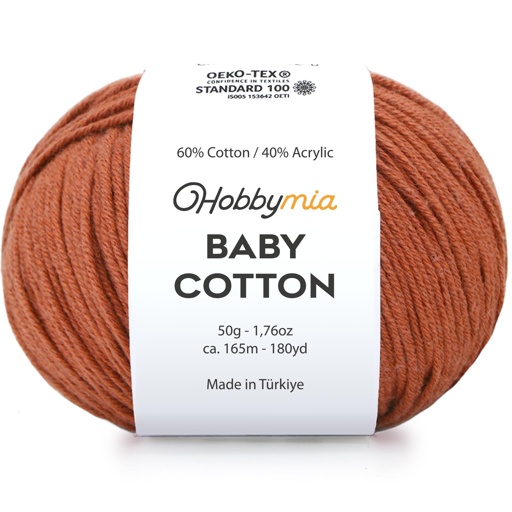 Baby Cotton Blend Yarn – Soft Sport Weight Yarn for Crochet & Amigurumi - 50g/180yds - 60% Cotton 40% Acrylic - Ideal for Baby & Knitting Proj.(Neon Green, 1 Ball) — view 128
