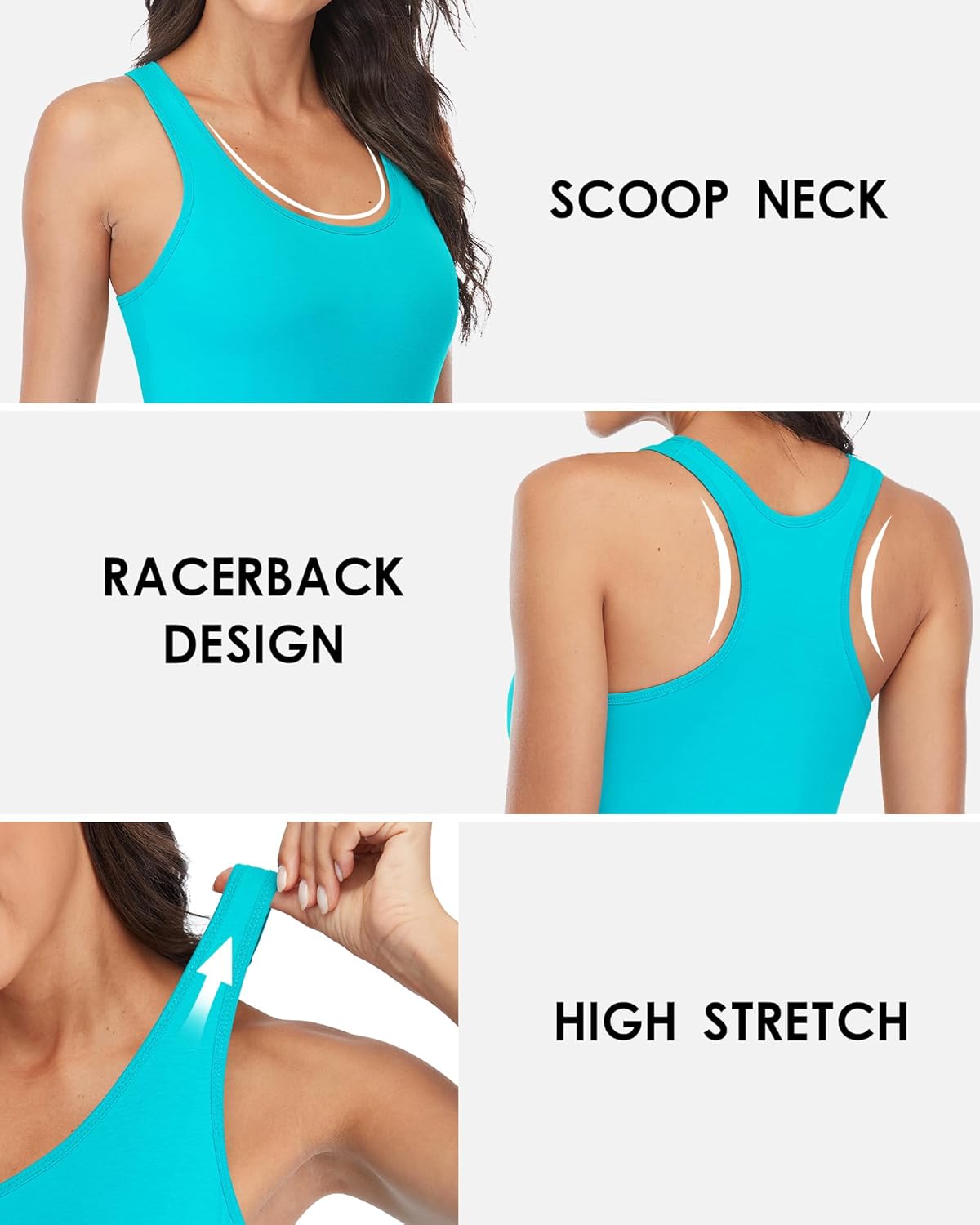 beautyin Women Tank Top with Shelf Bra Racerback Workout Yoga Tops Undershirt - Image 5