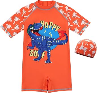 AIWUHE Toddler Boys Swimsuit One Piece Rash Guard Suits Short Sleeve Swimwear Kids UPF 50+ Bathing Suit Zip Rashguards 1-8Y