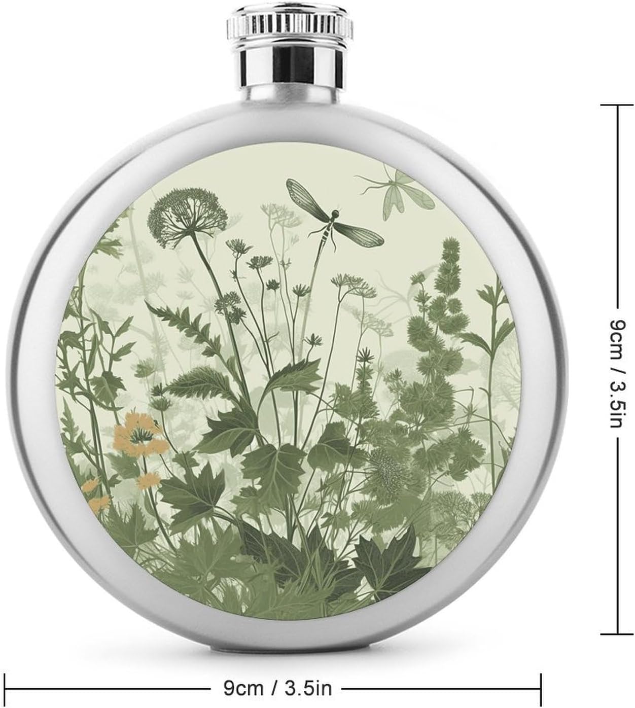 Foliage And Herbs Hip Flask 5 Oz Round Stainless Steel Mirror Polished Wine Pot Portable Pocket Wine Whiskey Flask Small Drinking Flasks Drinkware for Men Women