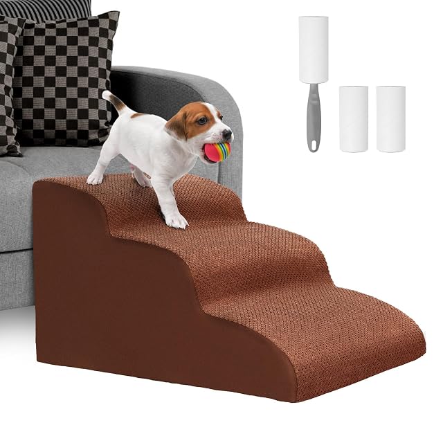 Lannvan Escalera para Perros, Escaleras para Mascotas de Espuma de 3 Escalones