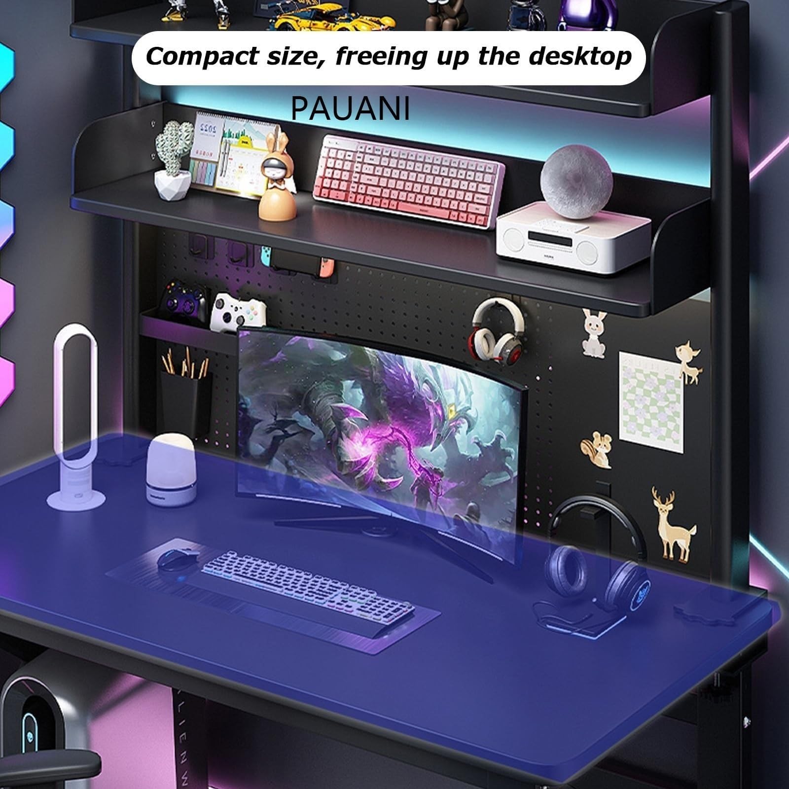 Mensola Organizer da scrivania con Morsetto - Prolunga per Pannello Forato, postazione di Lavoro per Ufficio, Pannello per la Privacy per Gaming, 23,6/31,5/39,3 Pollici, Accessori