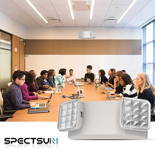 Miniatura 7 de SPECTSUN - Luz de emergencia blanca, luz de emergencia comercial con batería de respaldo, accesorio de iluminación de emergenciacombo de luz de