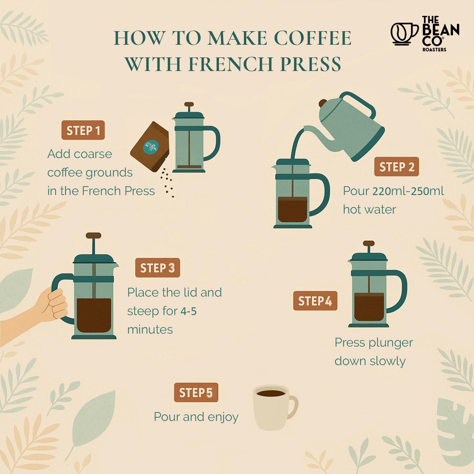 The Bean Co. French Press - Rich Coffee Flavor -8